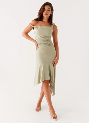 Flower Grace Huntah Midi Dress - Sage