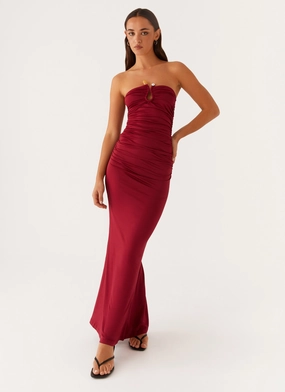 Rudy Maxi Dress - Maroon Romantic Style Street Motion