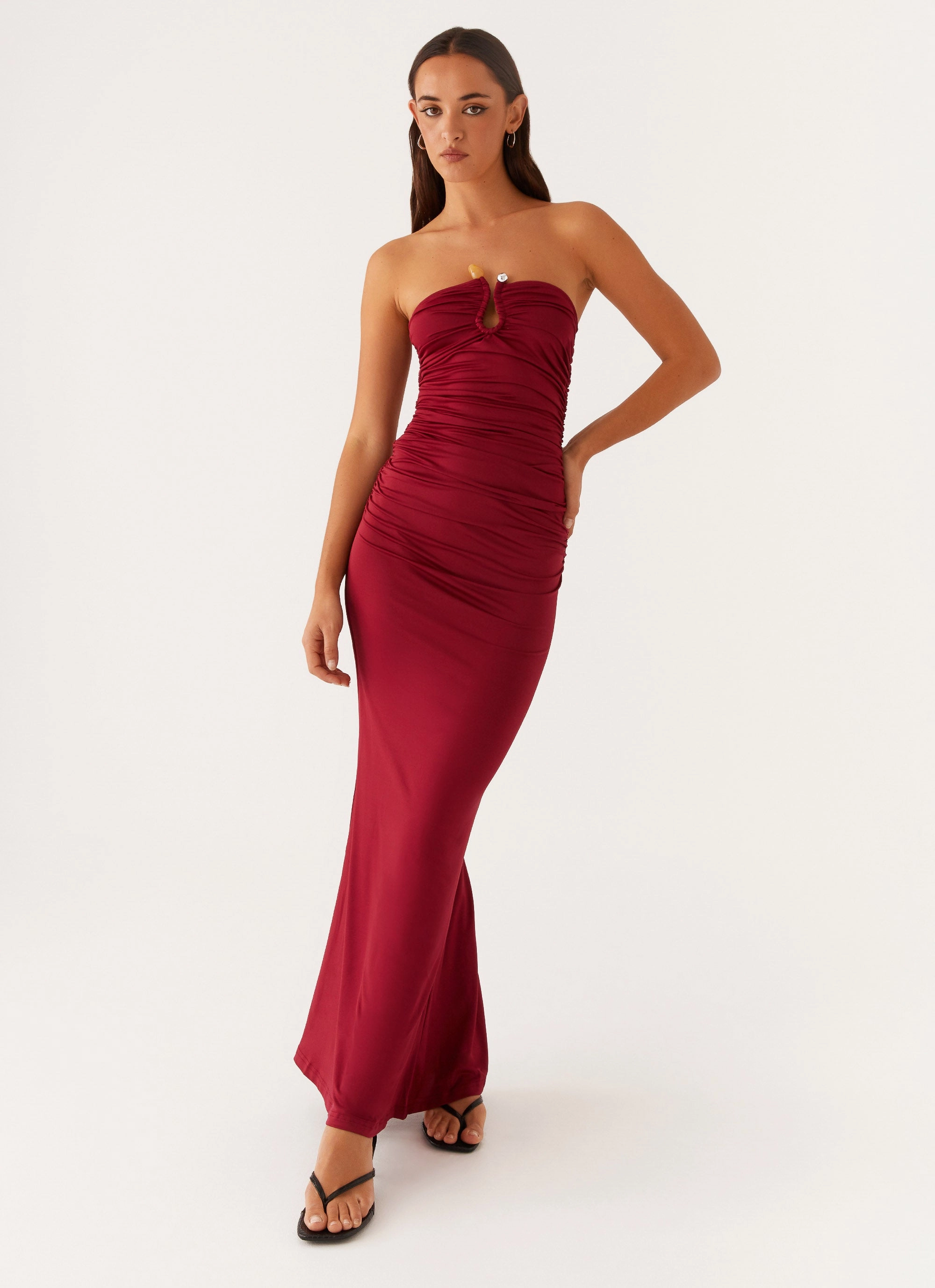 Rudy Maxi Dress - Maroon Romantic Style Street Motion
