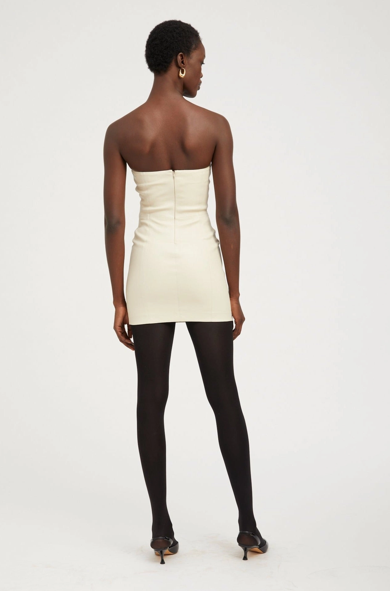 Off White Leather Strapless Dress Modern Design