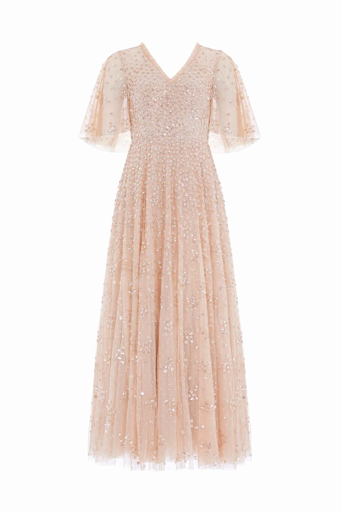 Leila Dot V-Neck Cape Ankle Gown Stylish Mood Comfort Layer Wear