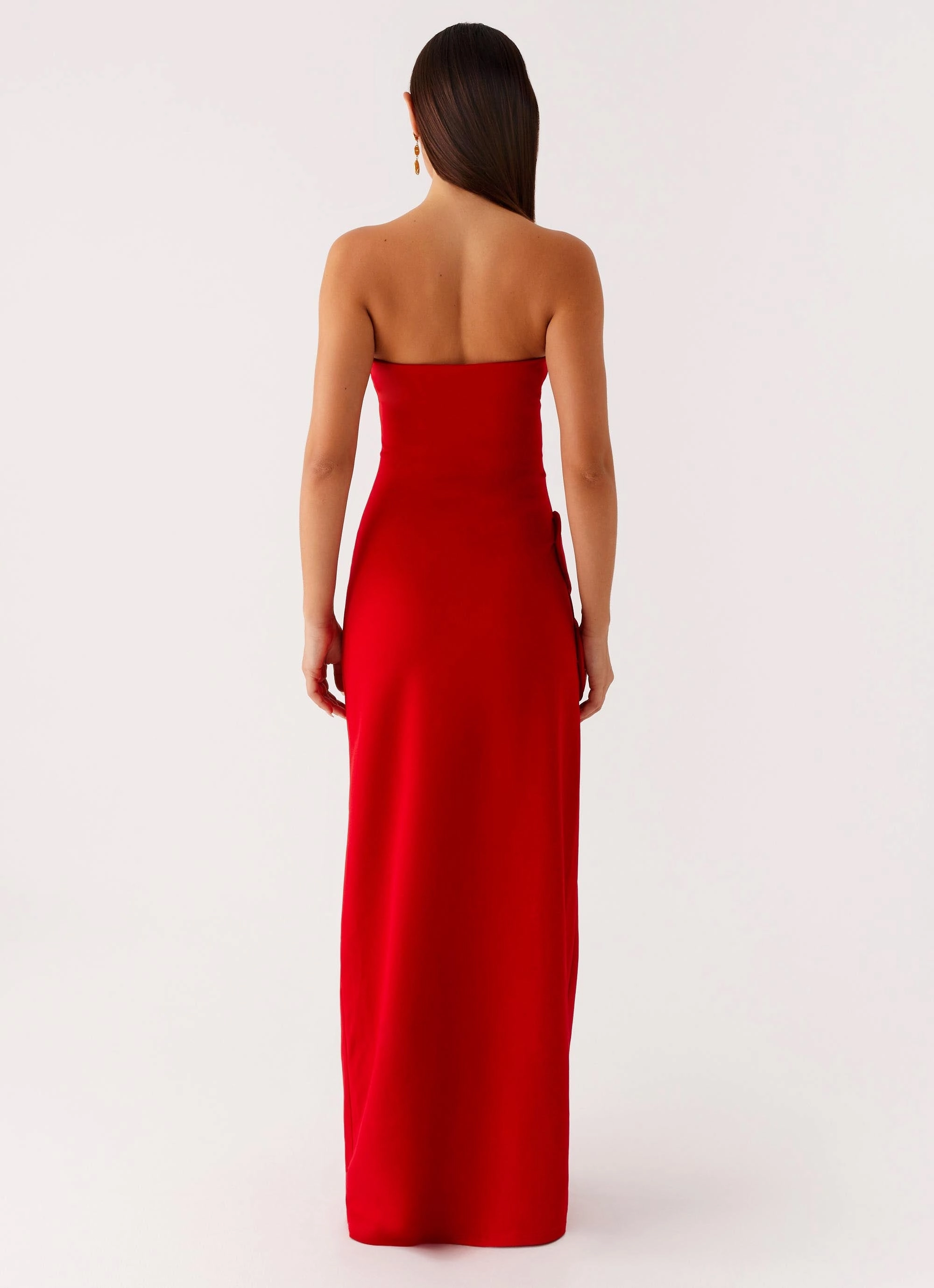 Subtle pattern Comfy Style Hilton Strapless Maxi Dress - Red