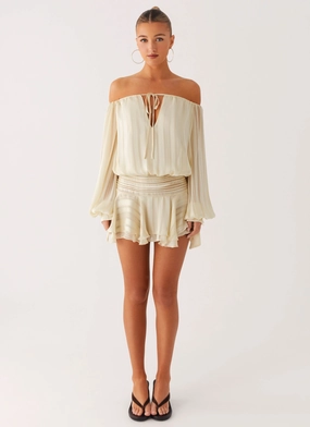Shade Soft Eira Balloon Sleeve Mini Dress - Ivory