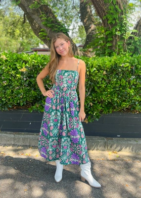 CATHERINE FLORAL OPEN-BACK MIDI DRESS Effortless Comfort