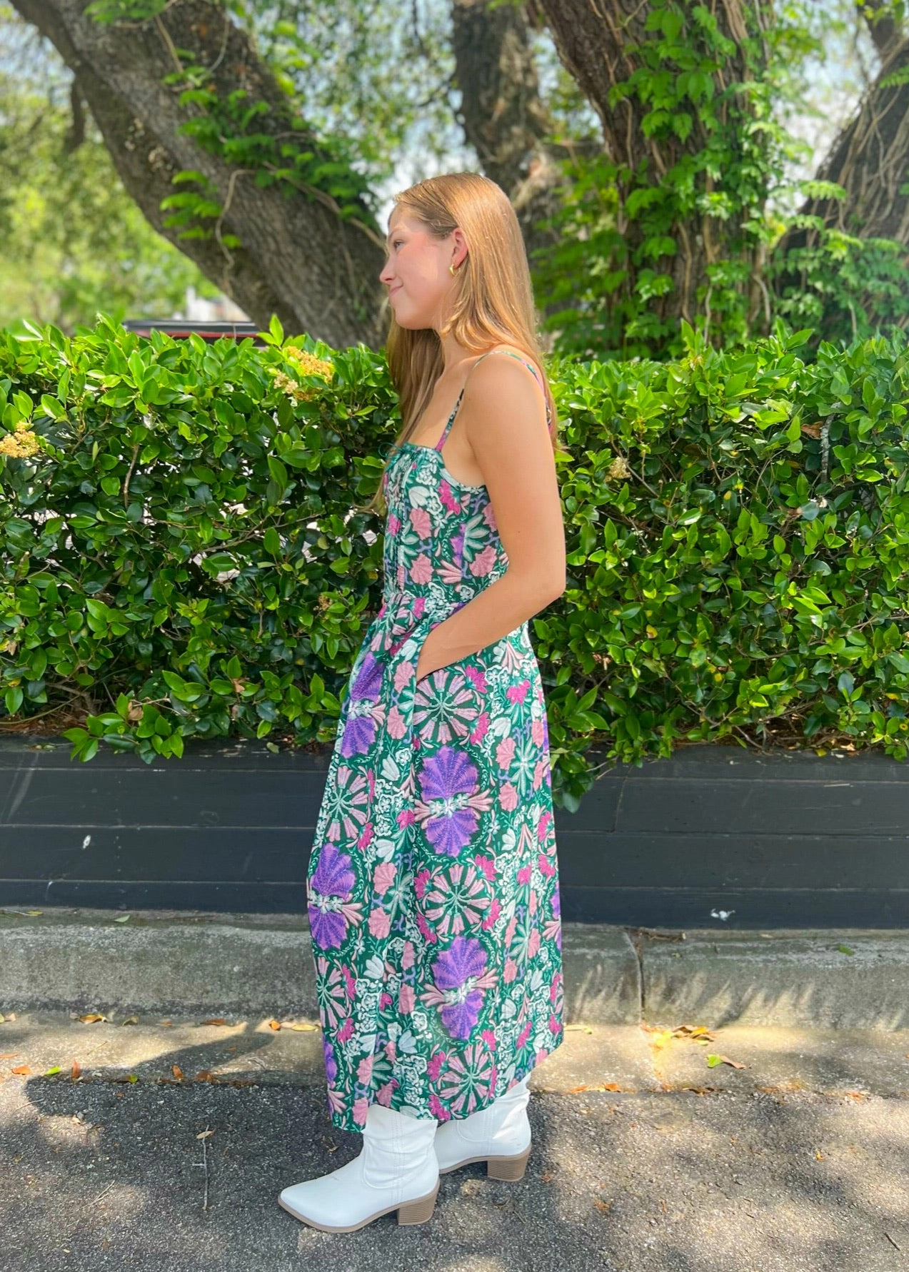 Everyday Layers Perfectly Tailored CATHERINE FLORAL OPEN-BACK MIDI DRESS