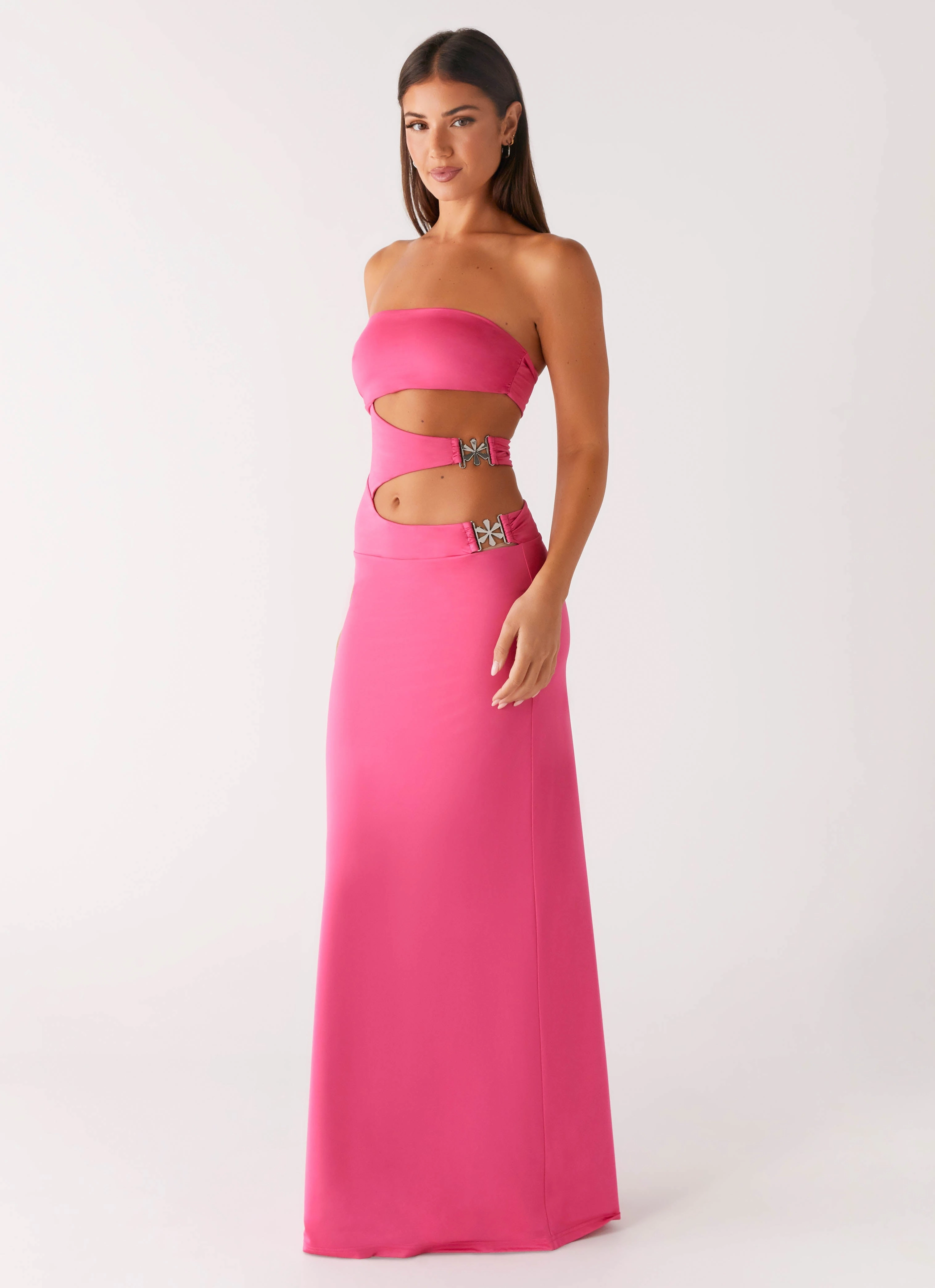Tailored Cut Montego Maxi Dress - Pink