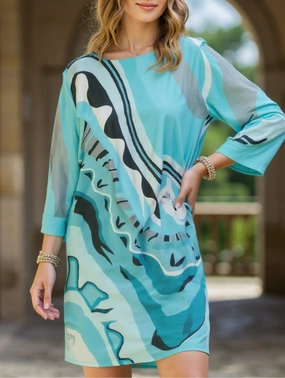 Sharp Detail Fashionable casual round neck long sleeve dress