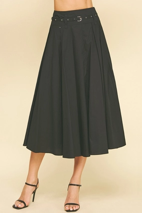 Statement Fashion Simple looks Clementine Belted Midi Skirt in Black