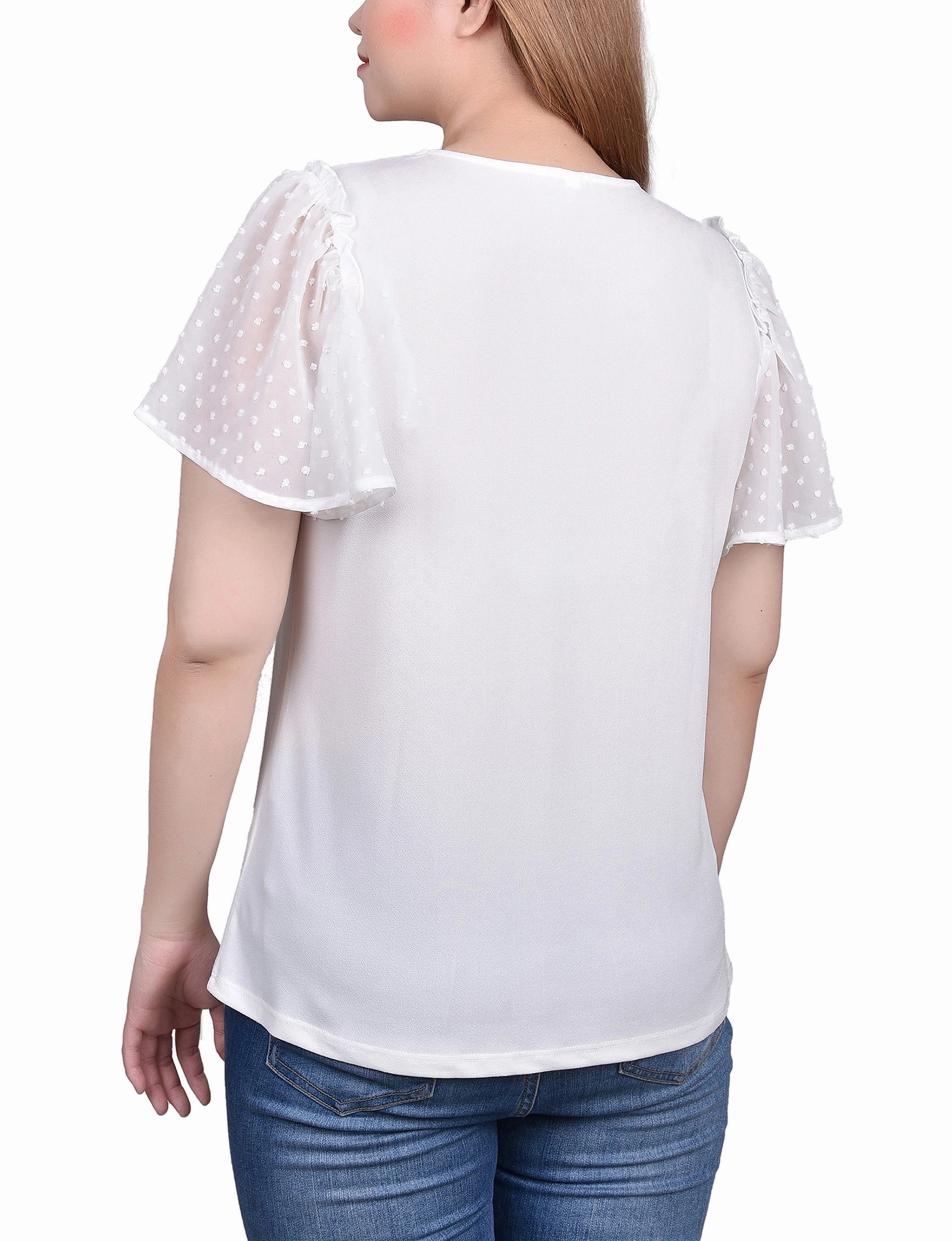 Clip Dot Flutter Sleeve Top Anti Static Fabric Durable Reinforced Elbows