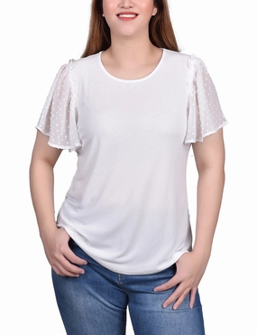 AntiStatic Material Clip Dot Flutter Sleeve Top