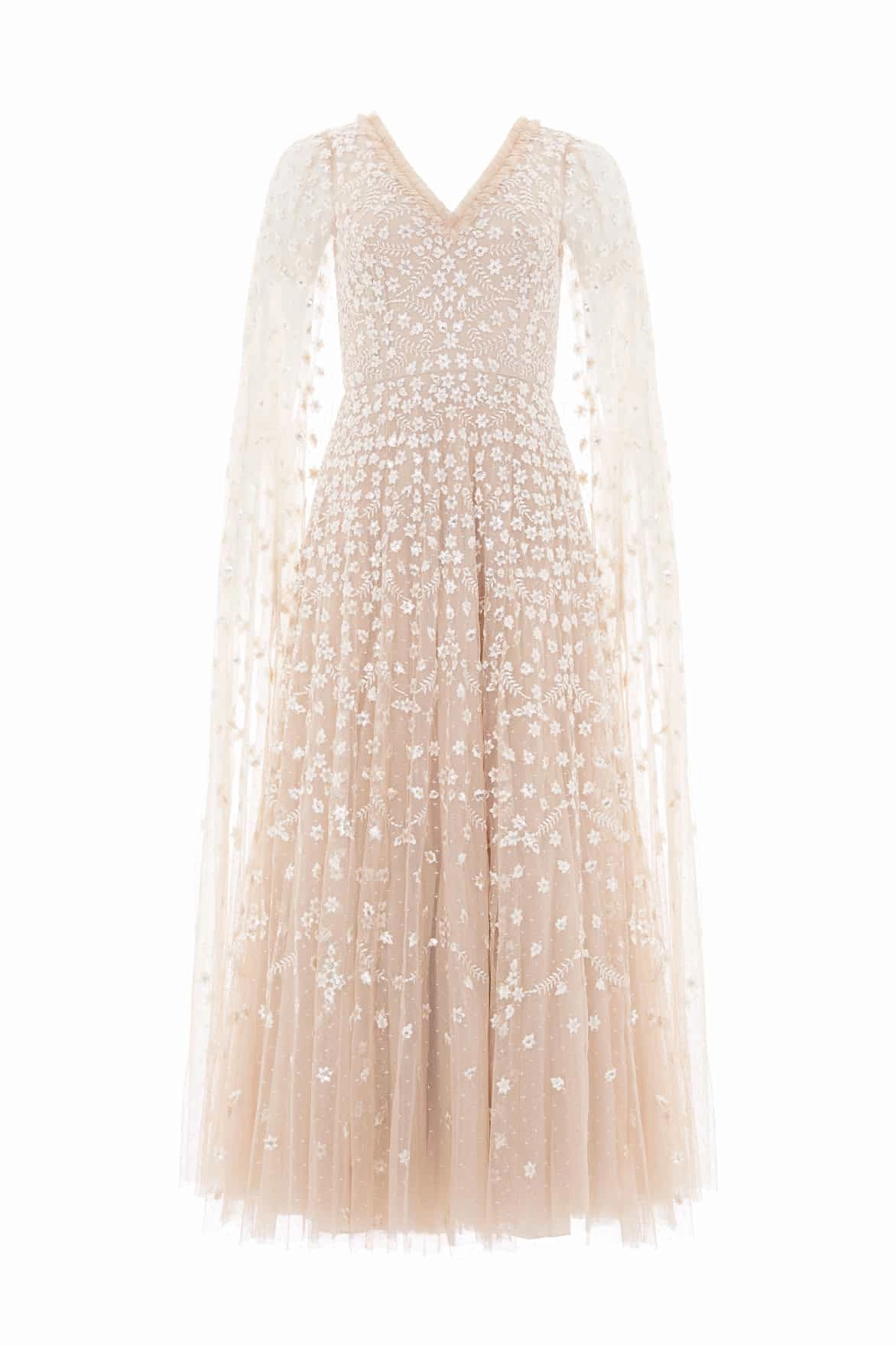 Clover Cape Sleeve Ankle Gown Dreamy Drape ConvertibleNeckline