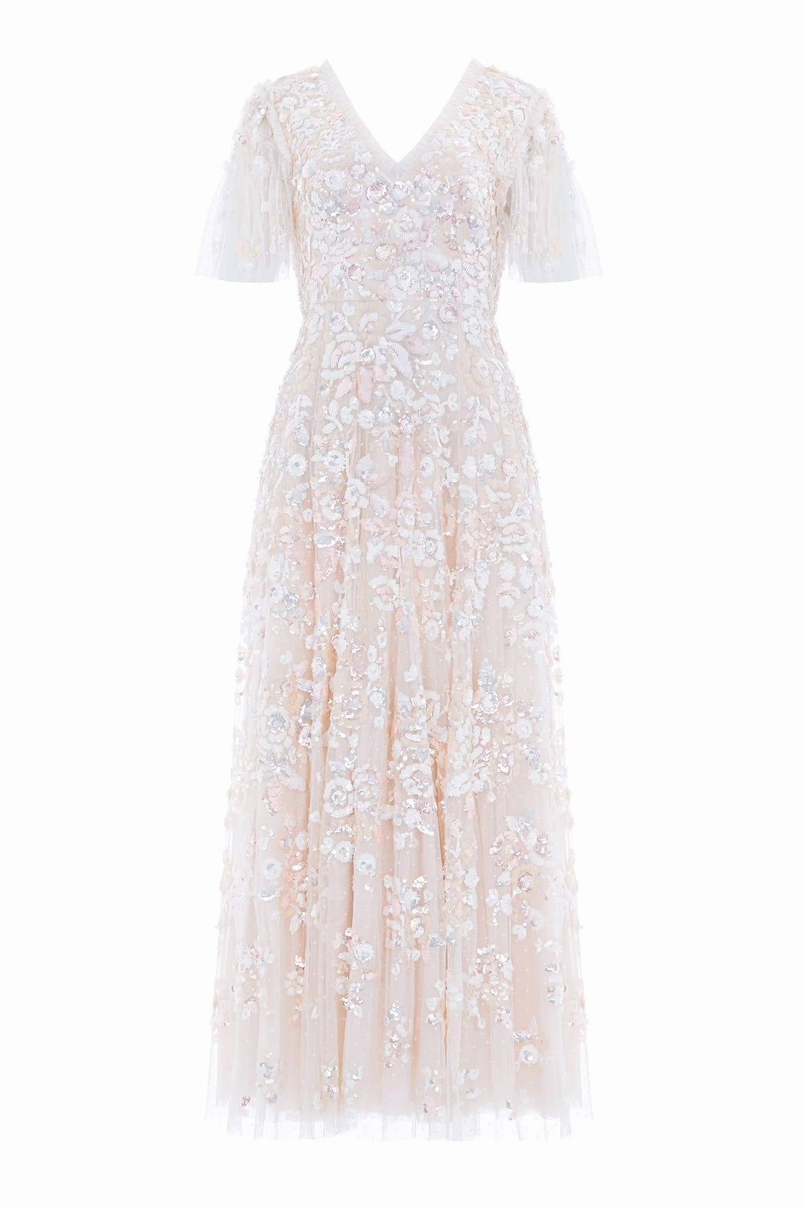 Sequin Paradise Short Sleeve Gown Mermaid-Hem