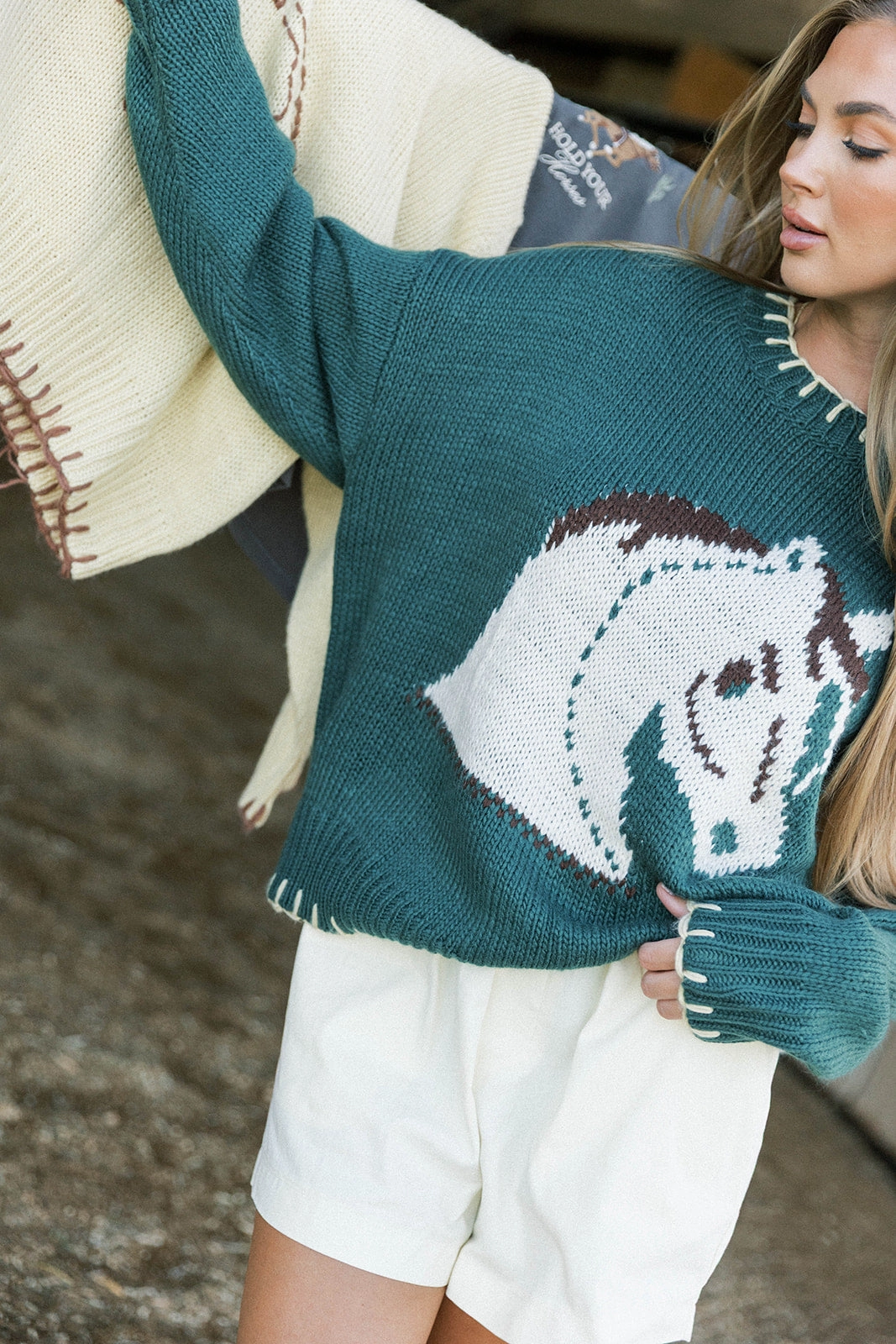 Eco Friendly Dye Clyde Horse Sweater in Green