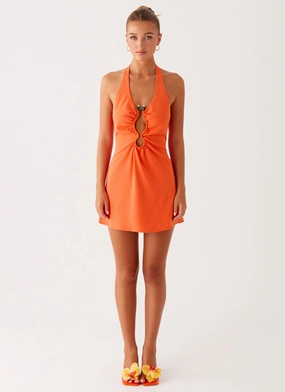 Chic and Cozy Coa Mini Dress - Tangerine
