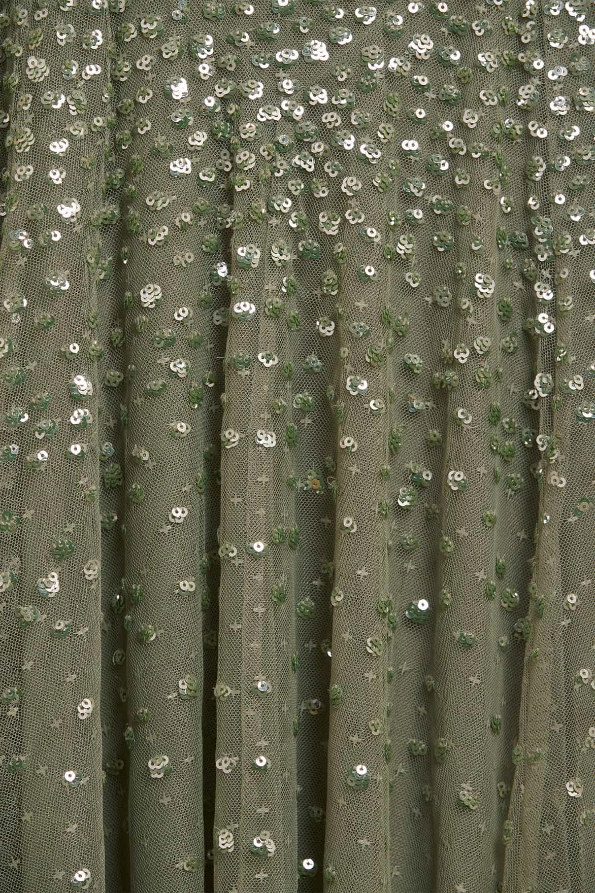 Polished Edge Dappled Sequin Cape Ankle Gown