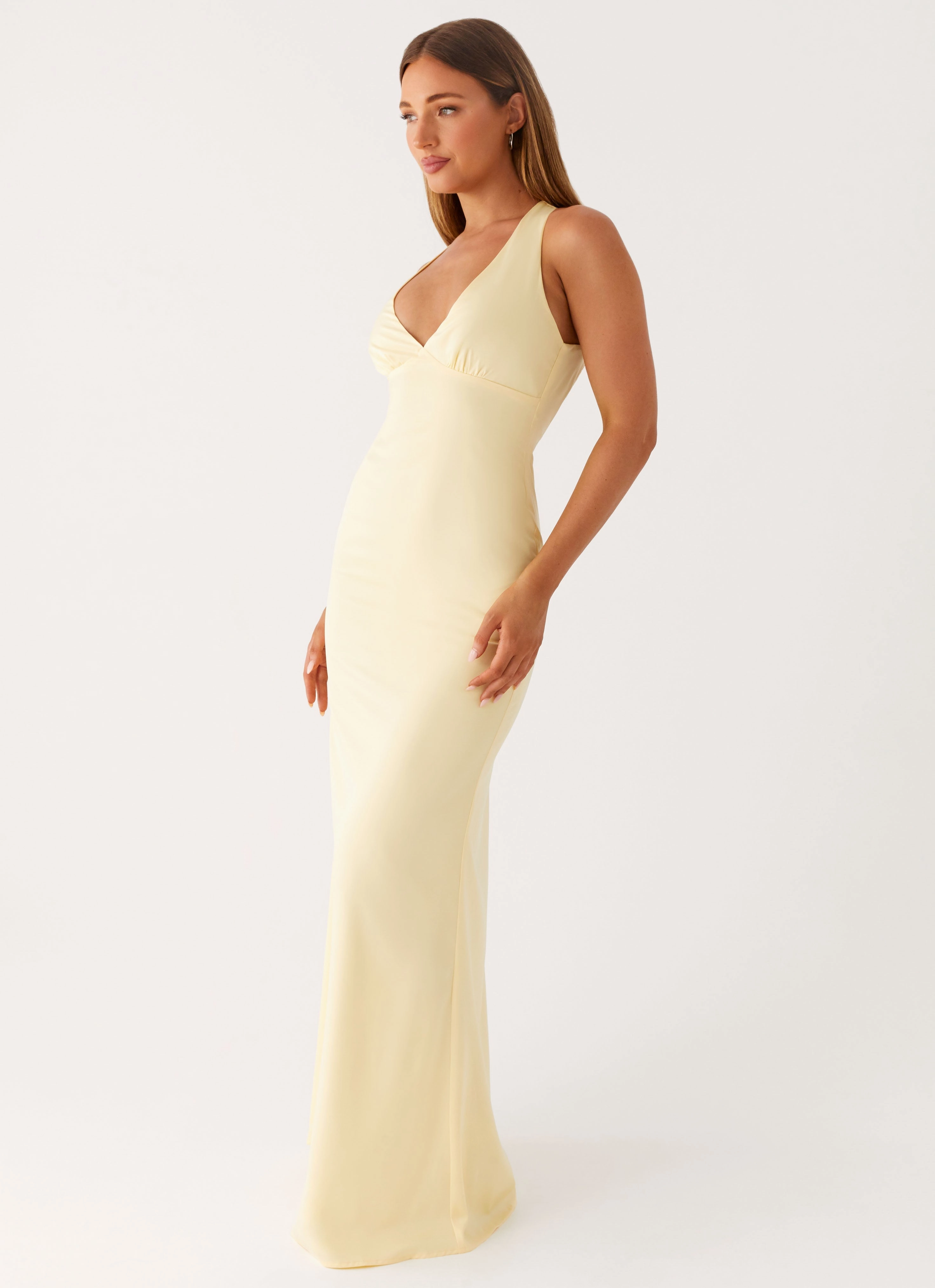 Desi Halterneck Maxi Dress - Yellow Contemporary Design