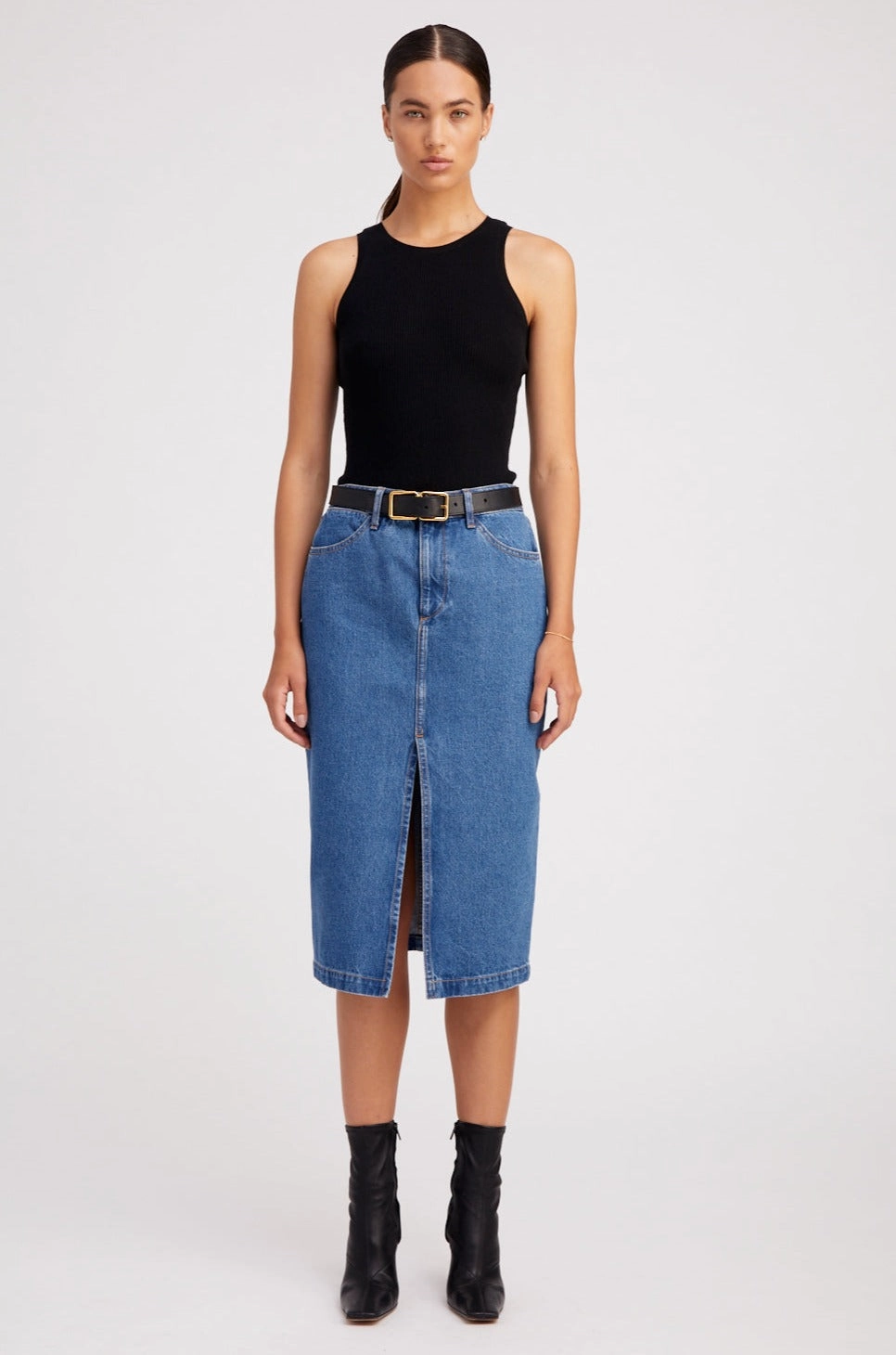 Coco Denim A-Line Pencil Skirt Maximalist look Flexible Material