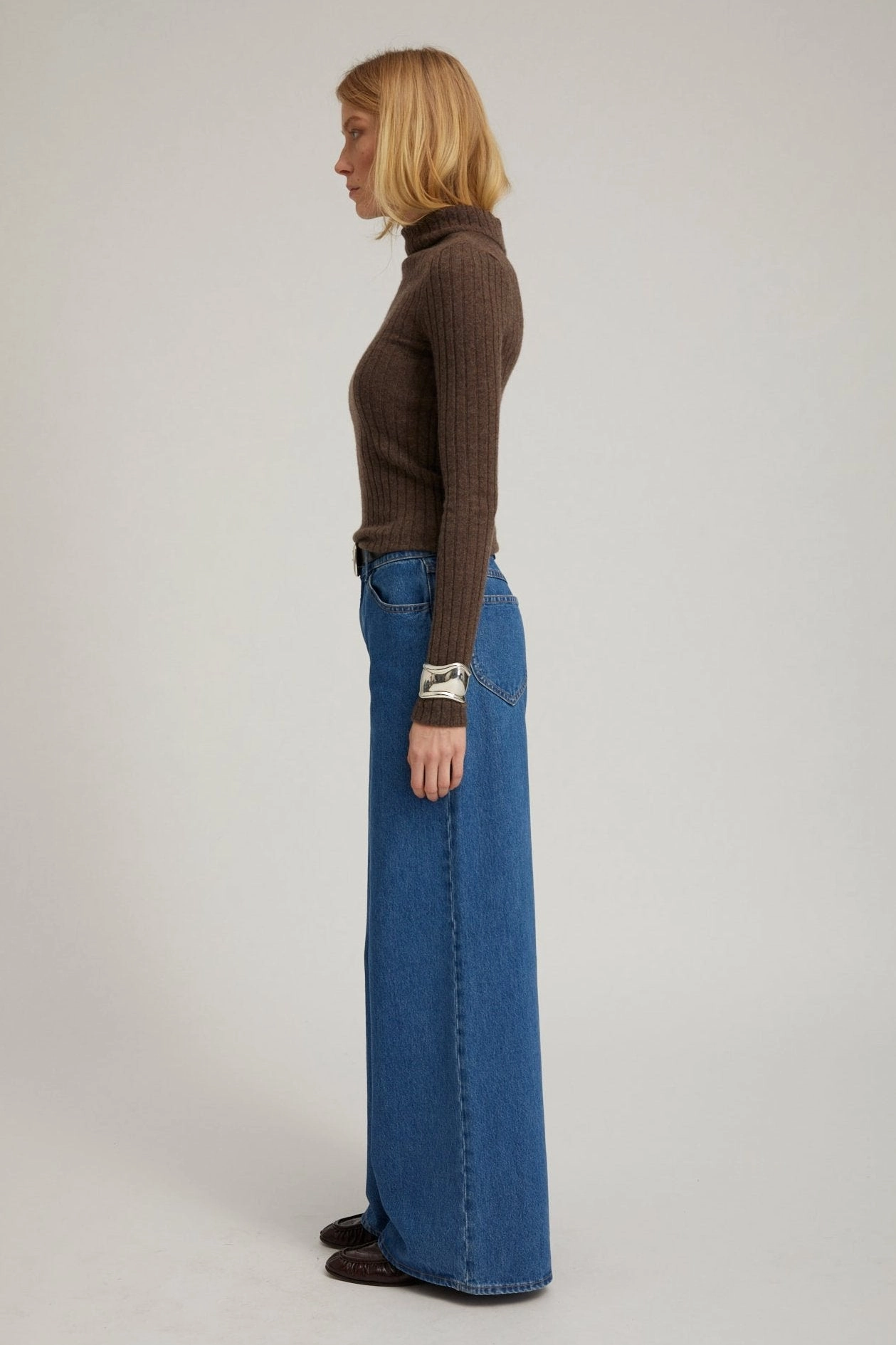 Coco Wide Leg Denim Soft Texture Erasable Logo Patch