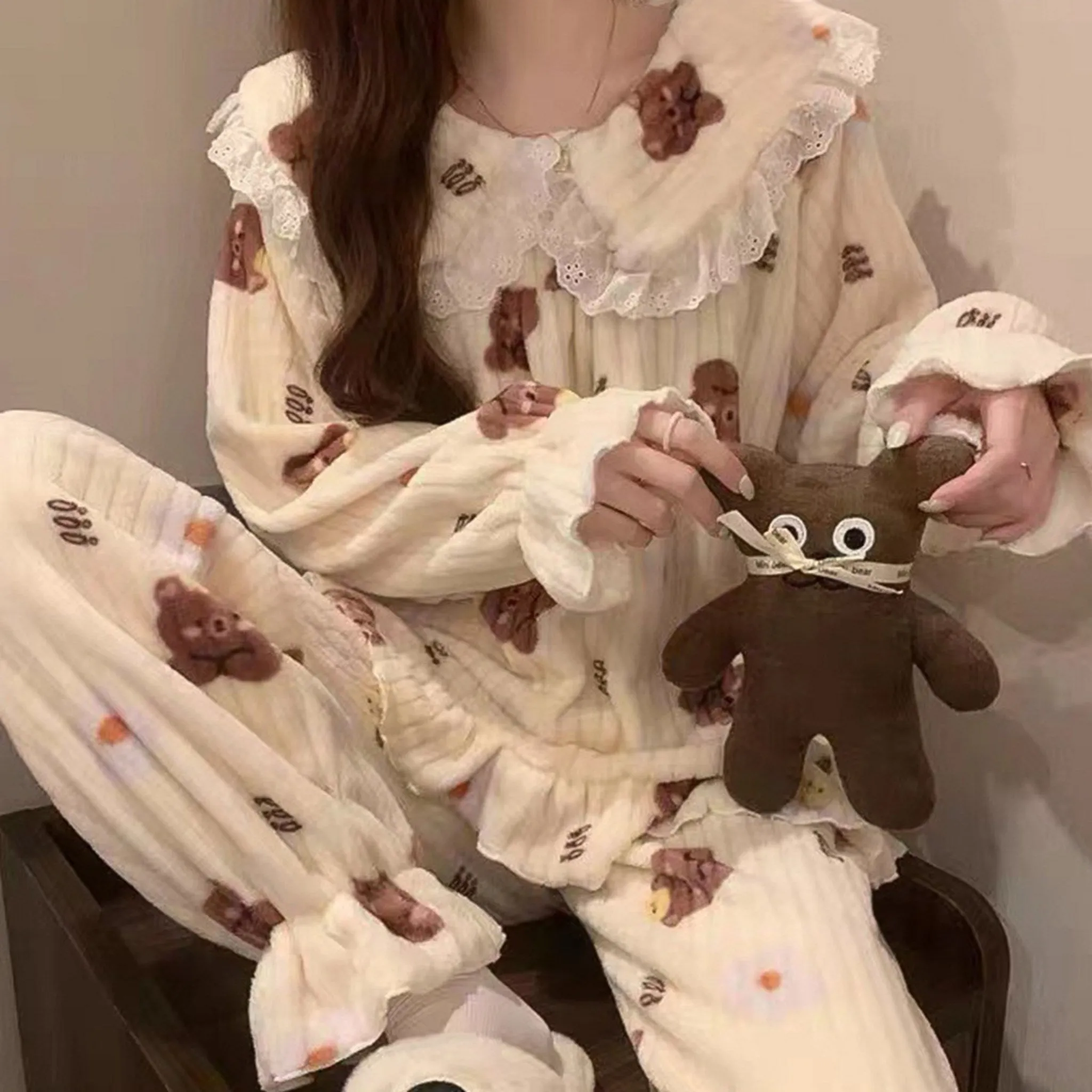 Cojitory Women's Lace Bear Sleep Pajama Set - Pajamas - 🏆 #75 - Clothing/Accessories - Best of December
