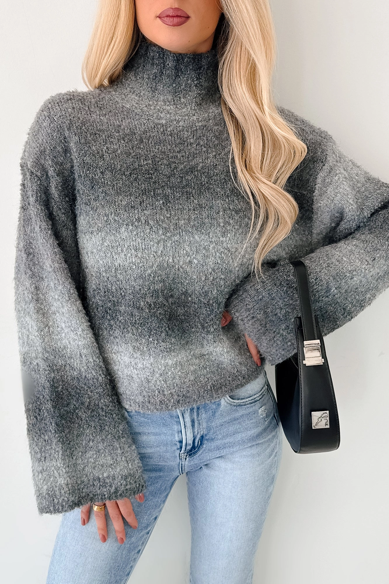 Cold News Ombre Turtleneck Sweater (Grey) ZeroWaste Pattern