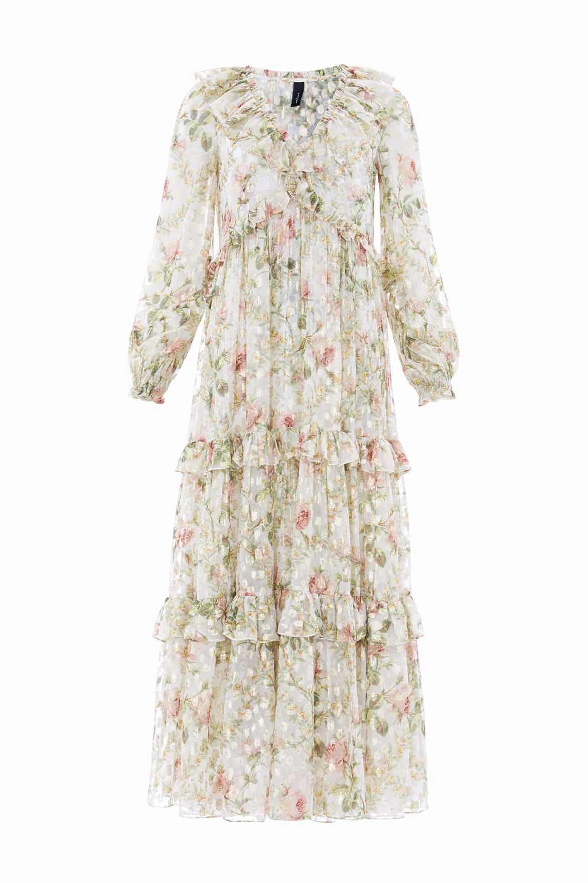 Resort-Wear Evening Ready Colette's Rose Cherie Lurex Ankle Gown