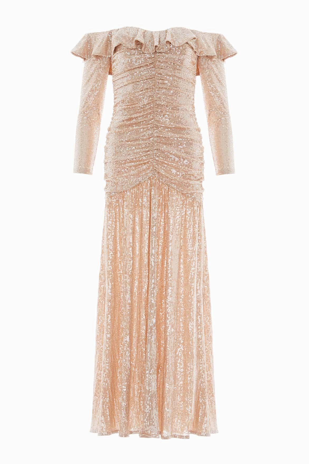 Glossy Fabric Sienna Off-Shoulder Gown