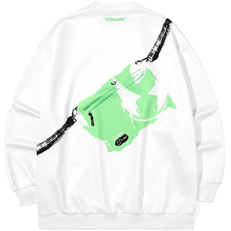 Color Block Bag Painting Sweatshirt