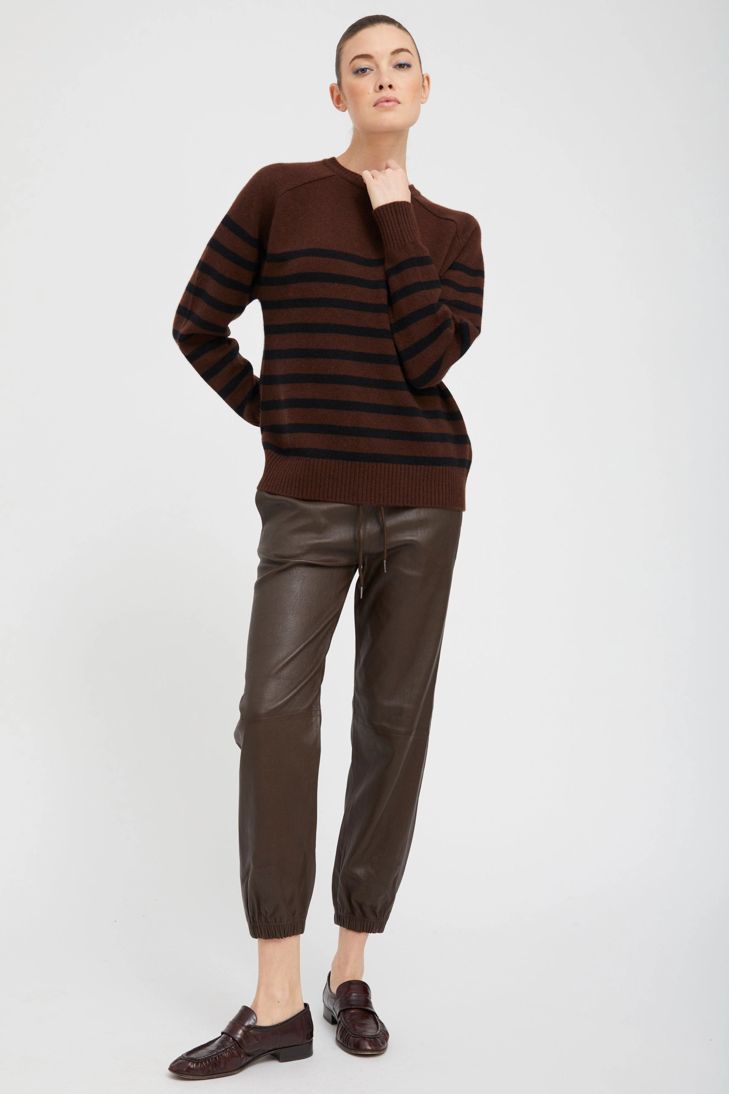 Americano Striped Cashmere Crewneck Easy Care Fabric