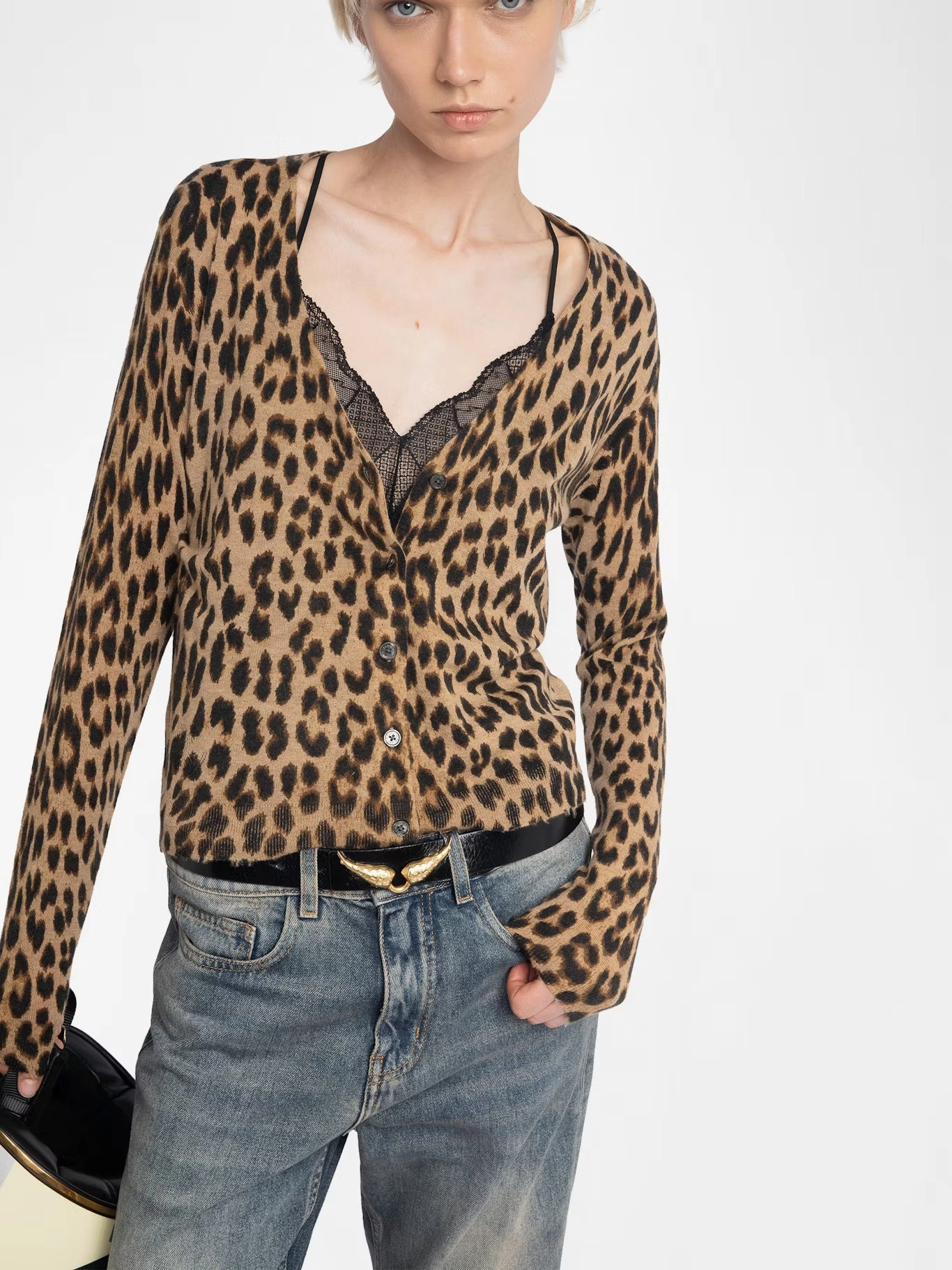 Manala Cashmere Cardigan Daim Ribbed Hemline