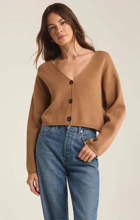 Z Supply Estelle Sweater Knit Cardigan in Burro preshrunk