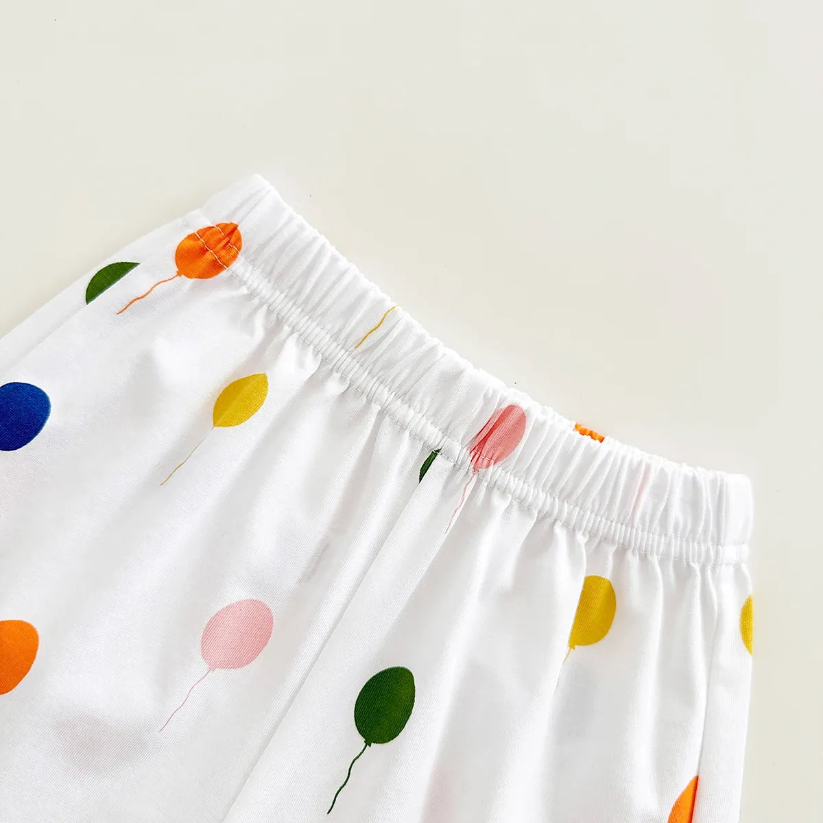 Colorful Balloon-Print Short Sleeved Tee & Shorts Set