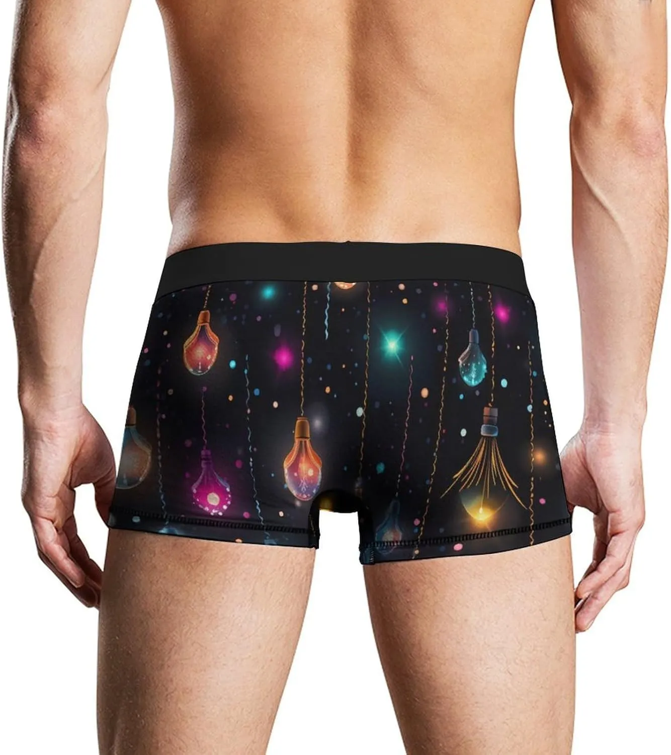 Colorful Xmas Lights Mens Boxer Brief Funny Underwear Trunks Breathable Soft Printed Shorts