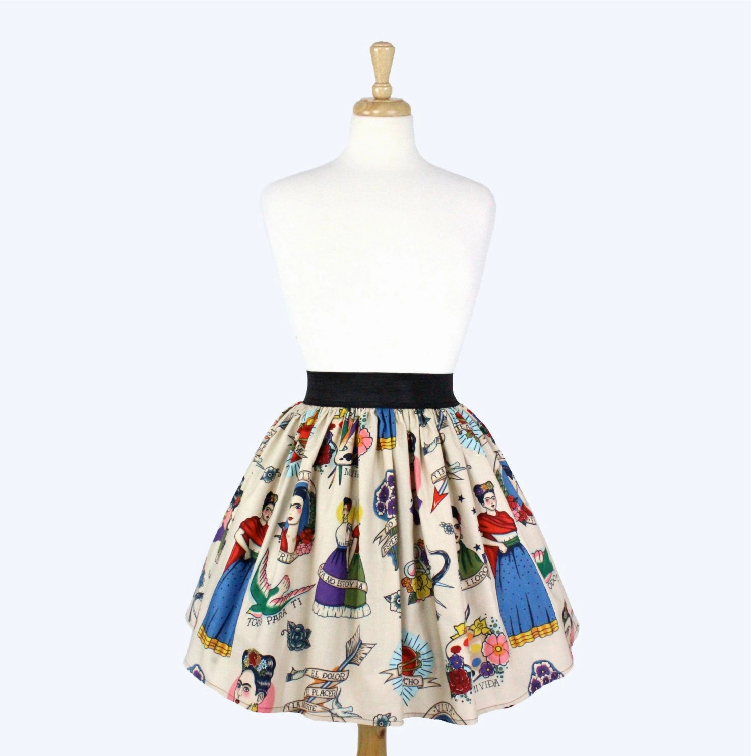 Colorful Elastic Frida Portrait Skirt # S-AP646 Bold Print