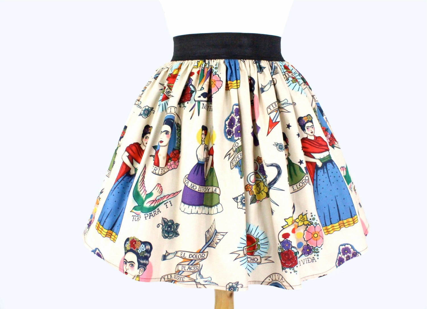 Colorful Elastic Frida Portrait Skirt # S-AP646 Light Moodboard Breezy Edge