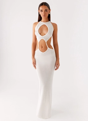 FoldablePackaging Ankle-length Caicos Crochet Maxi Dress - White