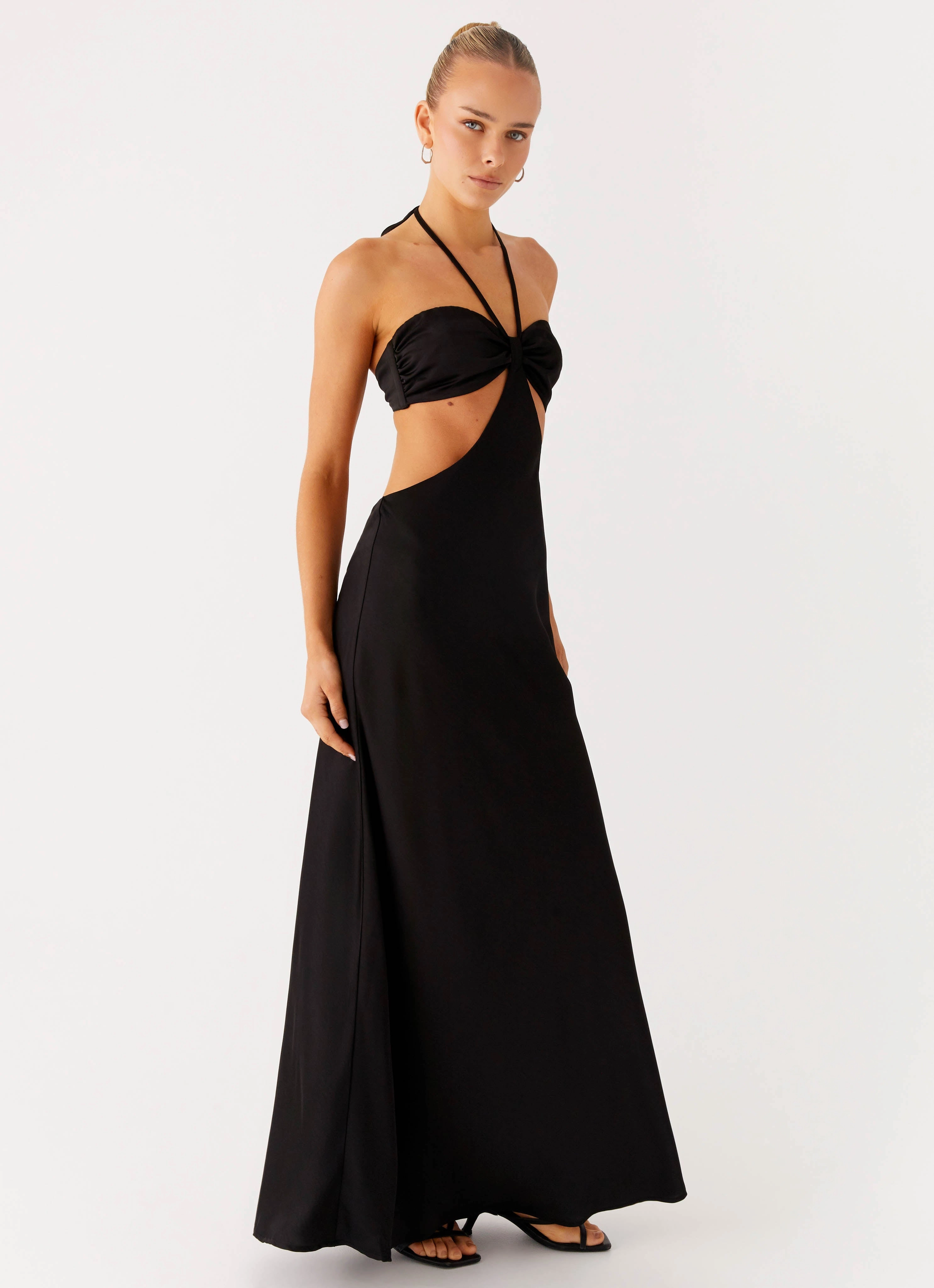 Chill Mode Youthful Mood Sweetheart Cut Out Maxi Dress - Black