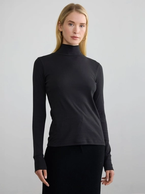 RIBBED COTTON L/S TURTLENECK Sporty Top Bluesign Approved Material