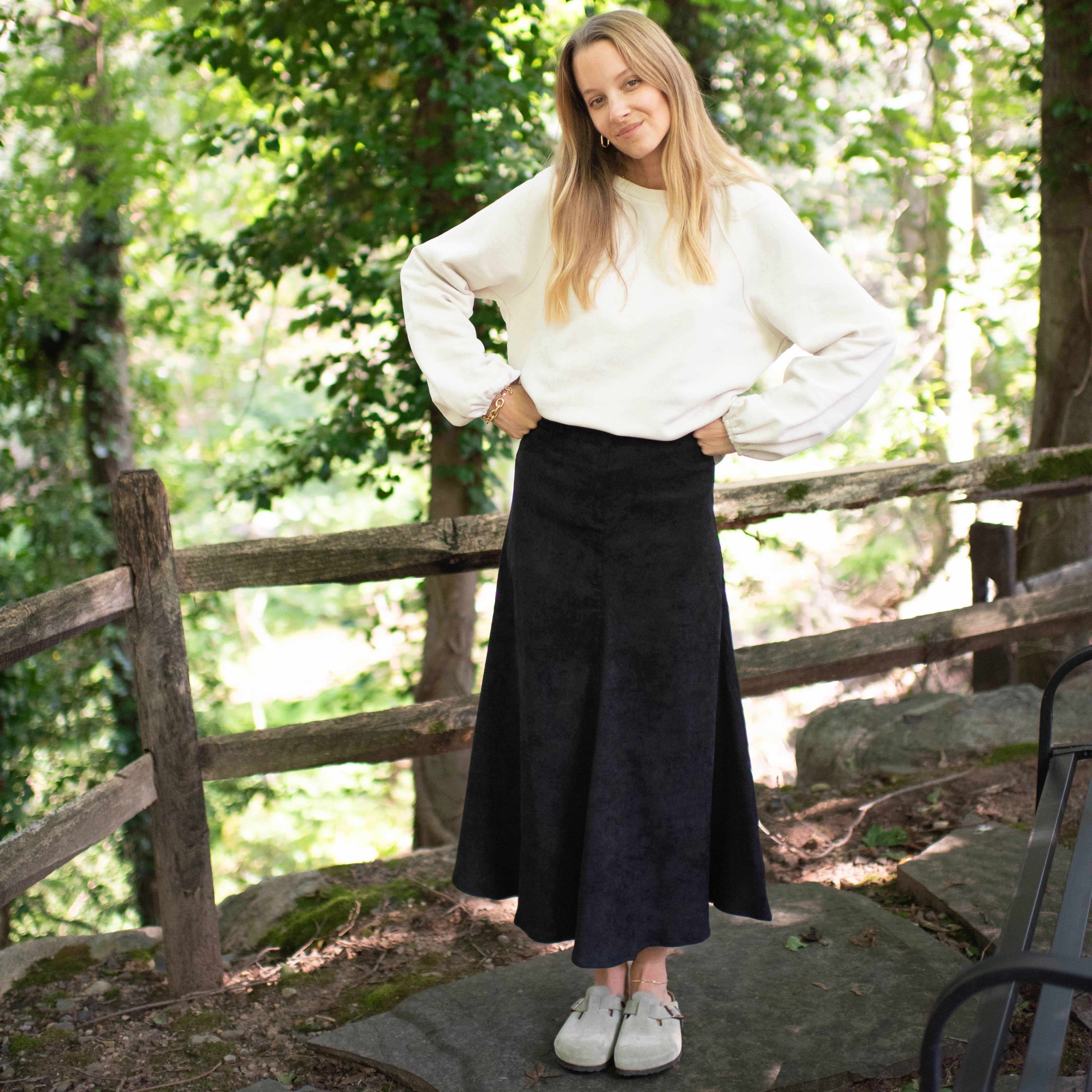 Suede Maxi Skirt | Black Silk Touch Trendy Outfit