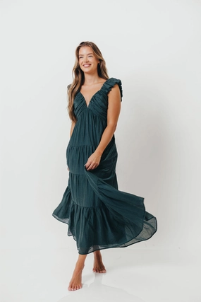 Cool Finish Katy Pleated Bodice Maxi Dress in Deep Teal - Bump Friendly