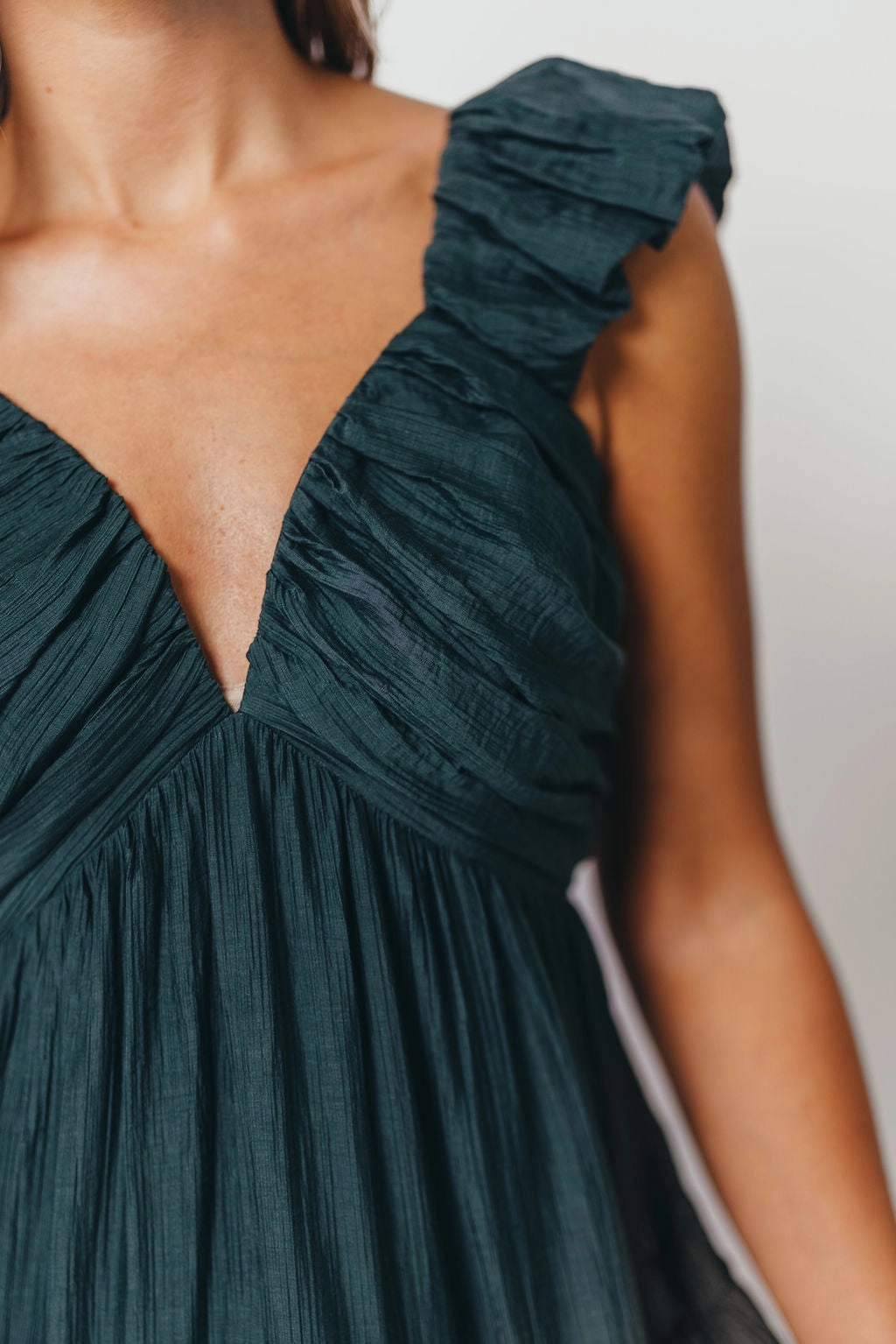 Katy Pleated Bodice Maxi Dress in Deep Teal - Bump Friendly Daily Movement