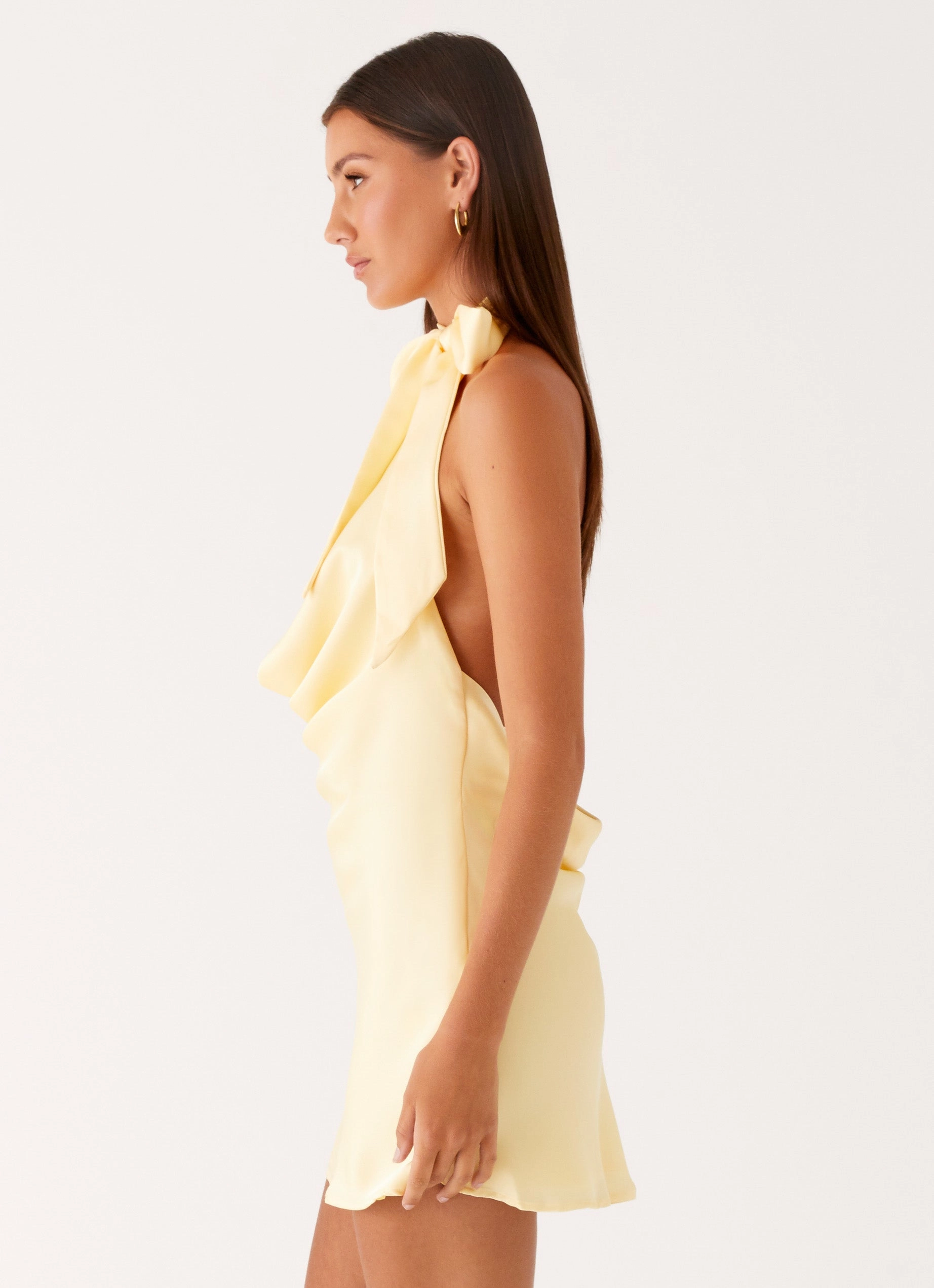 Cory Cowl Scarf Mini Dress - Sunny Yellow Vibrant Hue Urban Edge