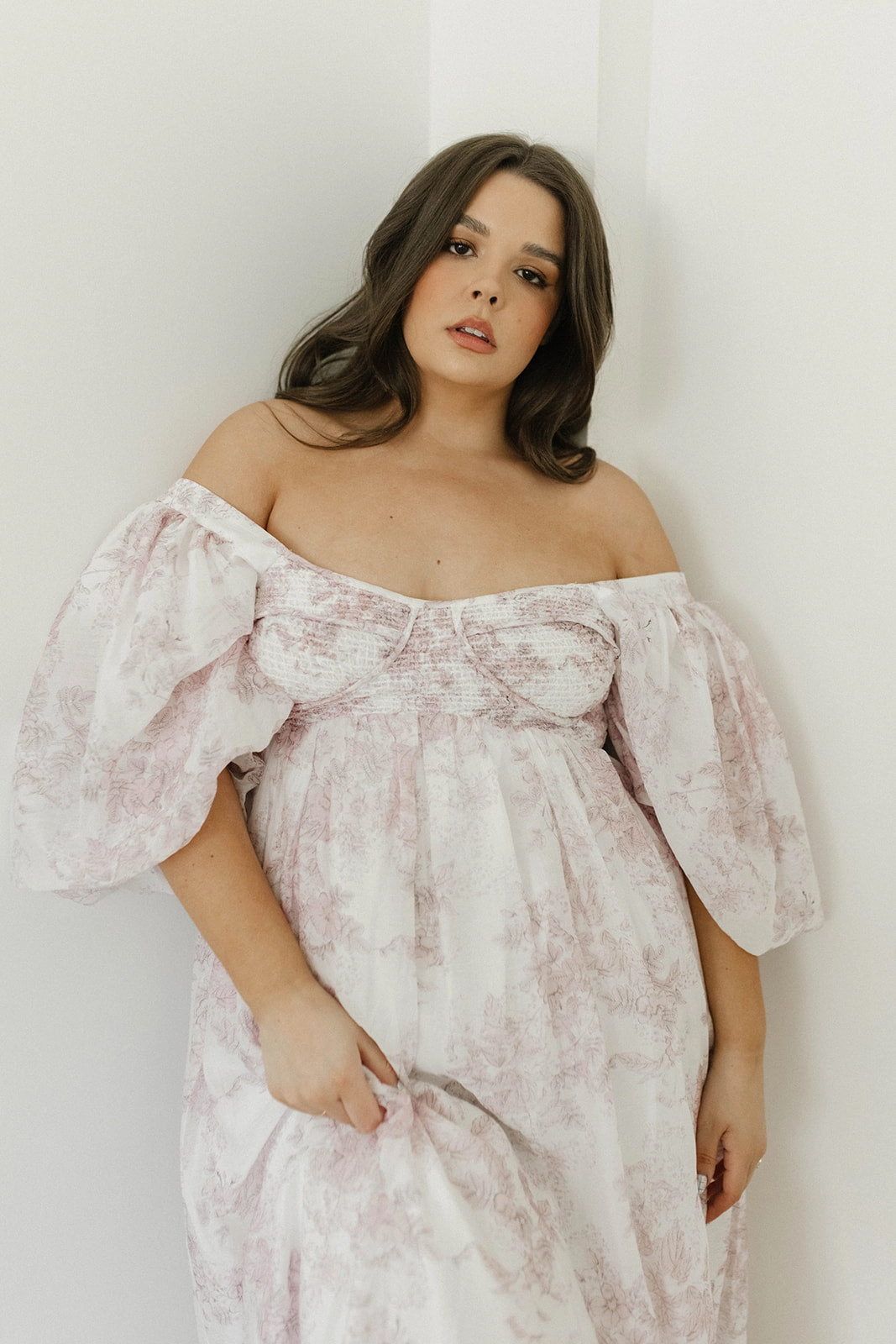 Harlow Midi Dress in Light Pink Floral - Bump Friendly & Inclusive Sizing (S-3XL) Edge Detail Refined Aesthetic