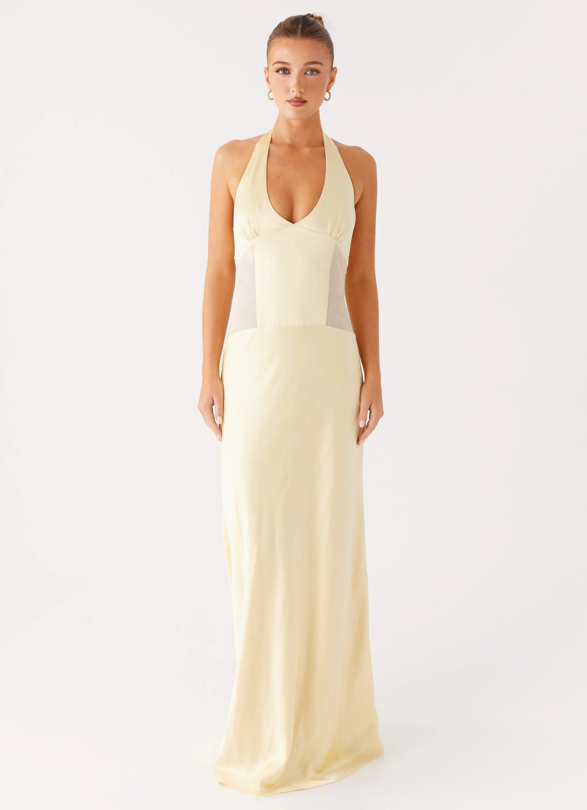 Cozy Design Ambre Mesh Panel Maxi Dress - Yellow