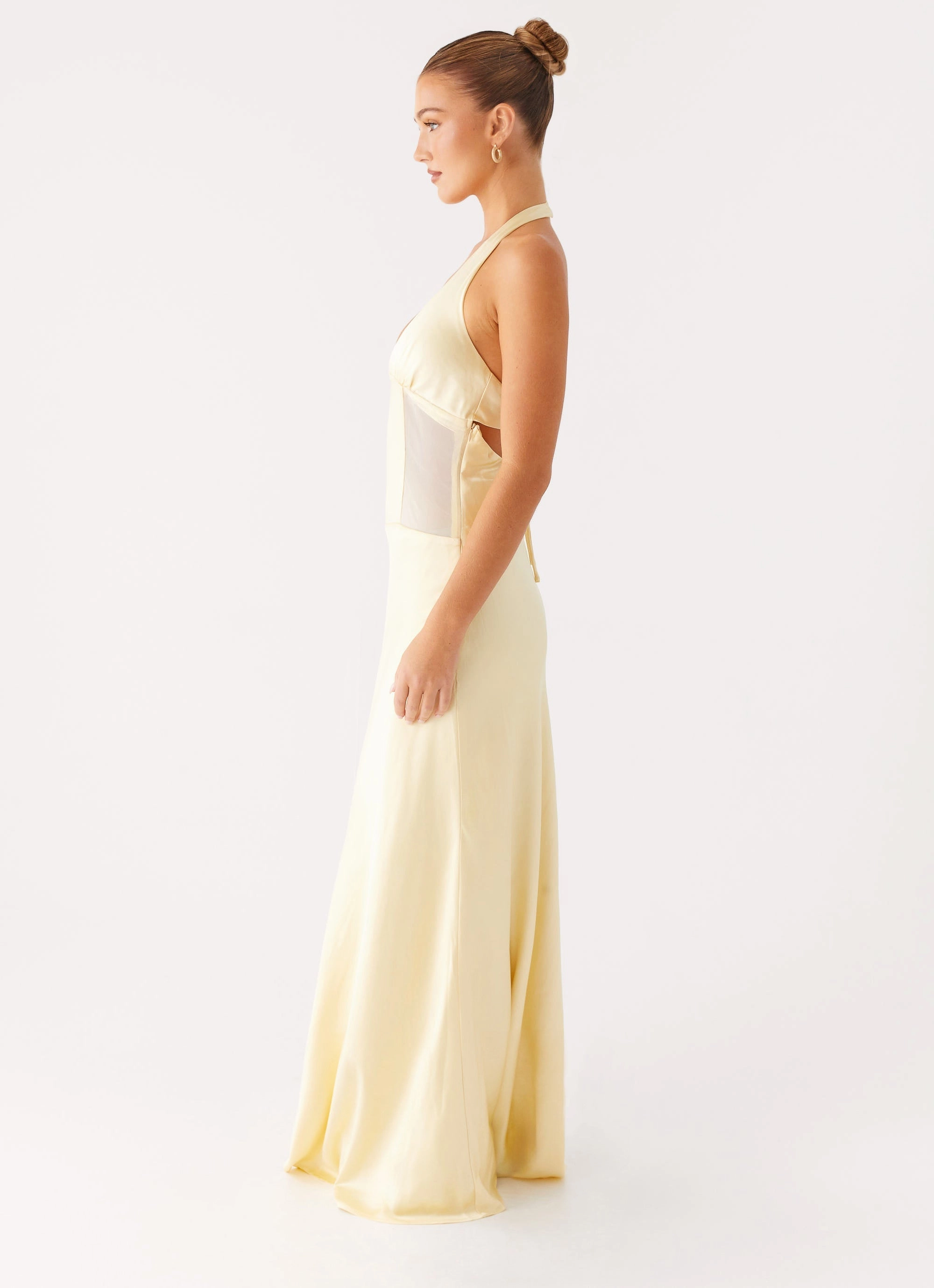 Ambre Mesh Panel Maxi Dress - Yellow Church Scene