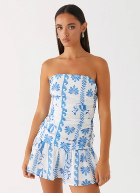 Carmel Mini Dress - Floral Wave custom-fit
