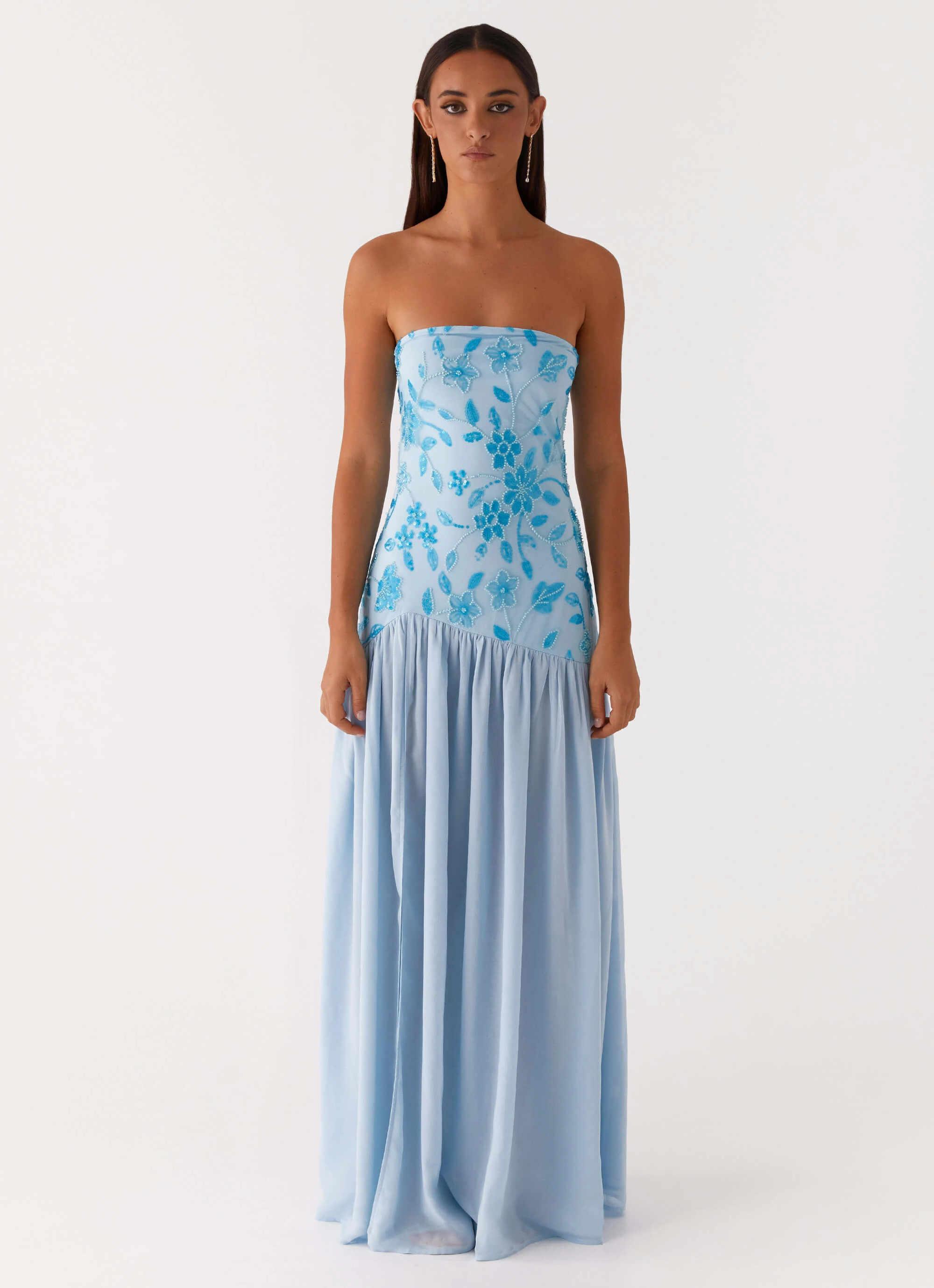 Eden Strapless Beaded Maxi Dress - Blue Refined Form