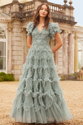 Amorette V-Neck Gown Timeless Appeal Romantic Soft