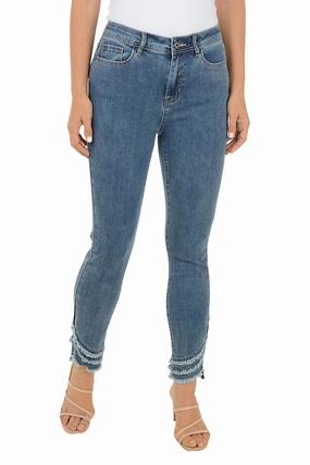 Active Look Move Freely Triple Tiered Fringe Denim Ankle Pant