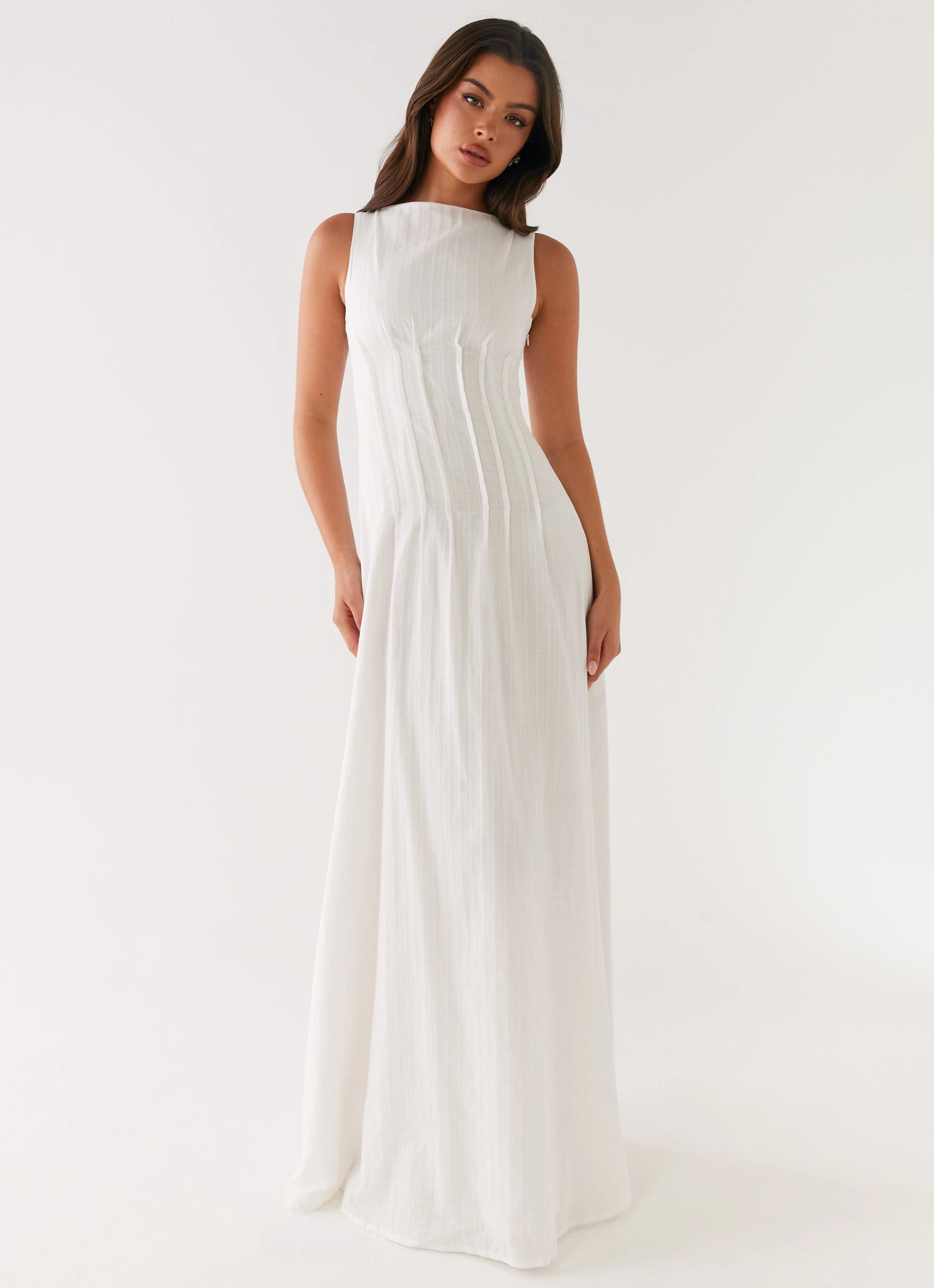 Maloney Maxi Dress - White Sheer Overlay velvet feel