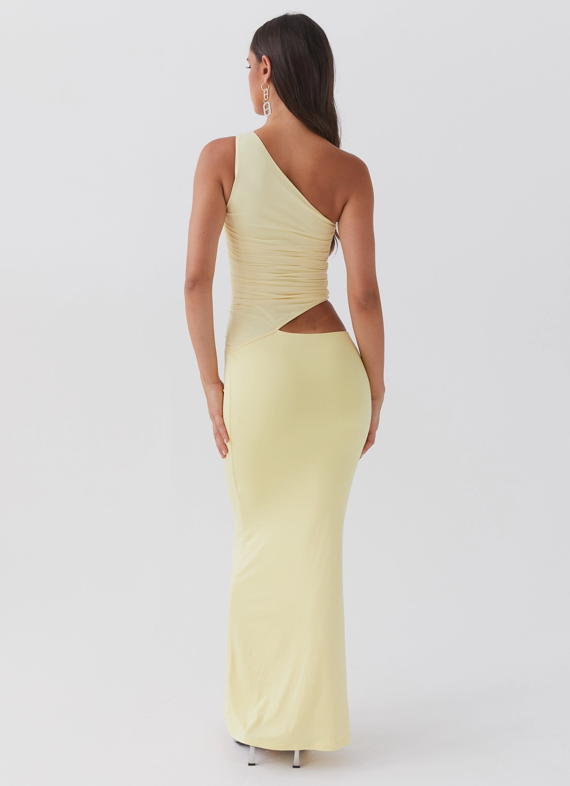 Seranella One Shoulder Maxi Dress - Lemon Adjustable-Straps Timeless Fit